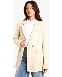 Boohoo - Tall Oversized Linen Look Blazer - Lyst