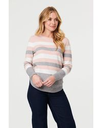 Izabel London - Sparkly Striped Print Curve Hem Jumper - Lyst
