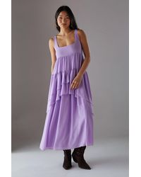 Warehouse - Petite Chiffon Ruffle Tier Smock Midi Sundress - Lyst