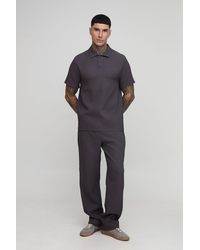 BoohooMAN - Tall Pleated Regular Fit Polo & Tapered Pants Set - Lyst