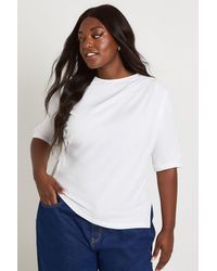 Boohoo - Plus Asymmetric Hem Cinched Waist 3/4 Sleeve T-Shirt - Lyst