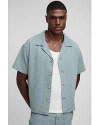 BoohooMAN - Boxy Revere Denim Textured Shirt - Lyst