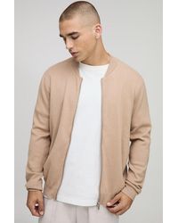 BoohooMAN - Regular Fit Smart Knitted Bomber Jacket - Lyst