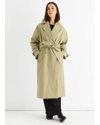 Gini London - Sage Double Breast Longline Belted Trench Coat - Lyst