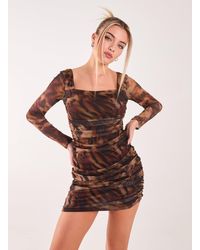 Pink Vanilla - Square Neck Print Dress - Lyst