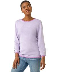 Roman - Scallop Neck Button Knit Jumper - Lyst