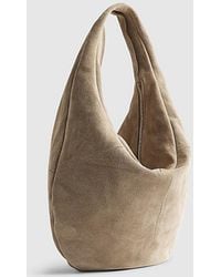 River Island - Slouch Shoulder Bag Suede Zipped Leather - Lyst
