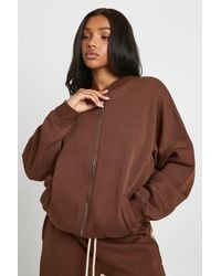 Boohoo - Bomber Zip Through Sweatshirt - Lyst