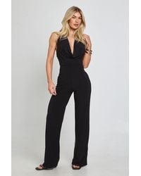 Boohoo - Slinky Halterneck Cowl Neck Jumpsuit - Lyst