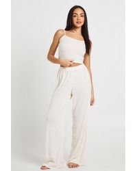 Boohoo - Pointelle Cami And Wide Leg Trouser Pyjama Set - Lyst