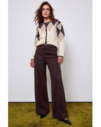 Roman - Petite Faux Suede Pintuck Trouser - Lyst