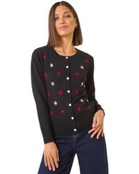 Roman - Embroidered Daisy Knit Cardigan - Lyst
