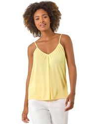 Roman - Gathered V-Neck Stretch Vest Top - Lyst