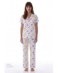 Penti - Off- Blossom Floral Short-Sleeve Shirt Trousers Pyjama Set - Lyst