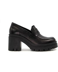 Dune - Ladies Grounded - Leather Block Heel Loafers Leather - Lyst