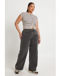 Boohoo - Plus Elasticated Back Tie Drawstring Straight Leg Jean - Lyst