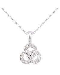 DIAMANT L'ÉTERNEL - 9ct Witgouden Diamanten Bloemontwerp Hangerketting Met Een Lengte Van 46 Cm - Lyst