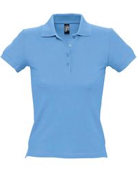Sol's - Ladies People Pique Short Sleeve Cotton Polo Shirt (Sky) - Lyst