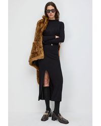 No Matter What - Zerrissenes Detail Midi-Kleid Mit Umgekehrter Naht - Lyst