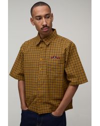 BoohooMAN - Oversized Boxy Half Sleeve Small Embroidery Shirt - Lyst