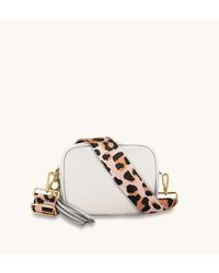 Apatchy London - Light Leather Crossbody Bag With Pale Leopard Strap - Lyst