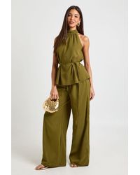 Boohoo - Chiffon Low Rise Wide Leg Trousers - Lyst