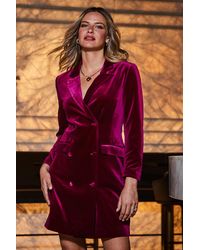 Sosandar - Raspberry Velvet Blazer Dress - Lyst