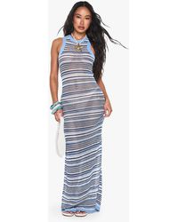 Boohoo - Stripe Crochet Beach Maxi Dress - Lyst