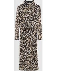 River Island - Midi Dress Petite Mesh Leopard Print - Lyst