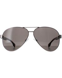 BOSS - Boss 1560/o/s R81 Mat Ruthenium Grijs Bruin Zonnebril - Lyst