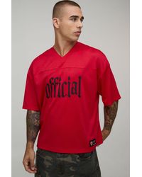BoohooMAN - Oversized Boxy Official V-Neck Sports Top - Lyst
