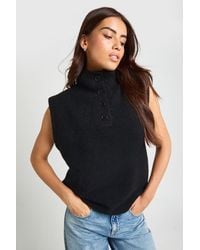 Boohoo - High Neck Button Detail Sleeveless Vest - Lyst