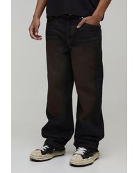 BoohooMAN - Tinted Washed Let Down Hem Relaxed Fit Jeans - Lyst