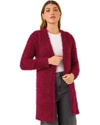 Roman - Textured Longline Knit Cardigan - Lyst