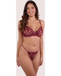 Wolf & Whistle - Eva Dark Cherry Graphic Embroidery Thong - Lyst