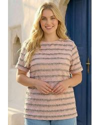 Roman - Curve Stripe Frill Lace Top - Lyst