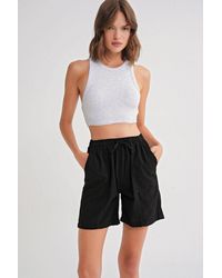 MixRay - High Waist Cotton Drawstring Mini Shorts - Lyst
