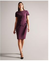 Ted Baker - Elynah Asymmetric Peplum Tailored Dress, Deep - Lyst