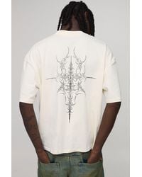 BoohooMAN - Oversized Boxy Extended Neck Grunge Stencil T-Shirt Cotton - Lyst
