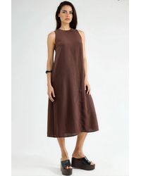 Hiccup - Linen Feel Sleeveless Crew Neck Midi Dress - Lyst