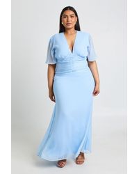 Boohoo - Plus Chiffon Ruched Waist Maxi Dress - Lyst