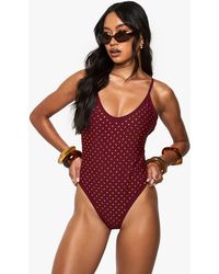 Boohoo - Premium Swim Hot Fix Diamante Backless Bathing Suit - Lyst