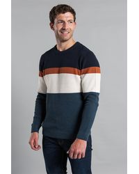 Kensington Eastside - Striped Waffle Knit Jumper With Crew Neck - Lyst