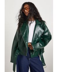Boohoo - Patent Faux Leather Oversized Biker Jacket - Lyst