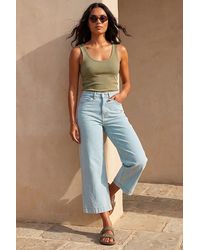 Roman - Wide Leg Stretch Denim Cropped Culottes - Lyst