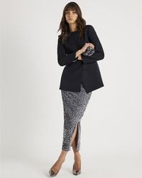 River Island - Midi Skirt Ruched Side Velvet Sequin - Lyst