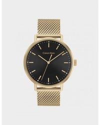 Calvin Klein - Accessoires Modern Horloge In Zwart Goud - Lyst