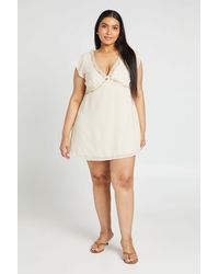 Boohoo - Plus Cap Sleeve Lace Trim Shift Dress - Lyst