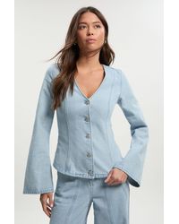 Boohoo - Button Down Seam Detail Denim Jacket - Lyst