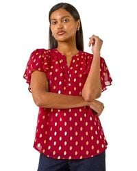 Roman - Polka Dot Print V-Neck Top - Lyst